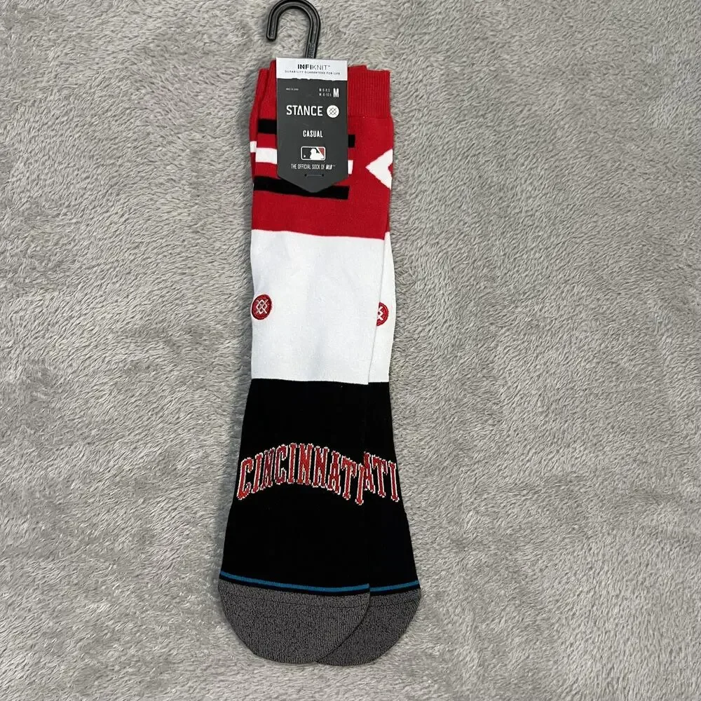 Cincinnati Reds Socks Mens Medium Multi Color MLB Baseball Stance Crew Infiknit